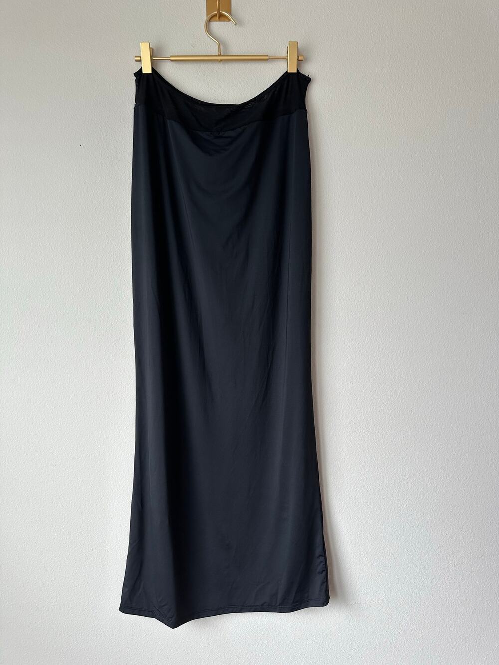 White Fox Black Maxi Skirt Mesh Waist High Slit Bodycon Skirt Size XL NWT